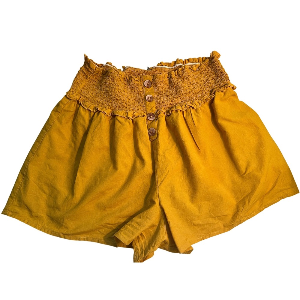 Derek Heart Mustard Yellow High Waisted Smocked Pullon Shorts Size 2XL